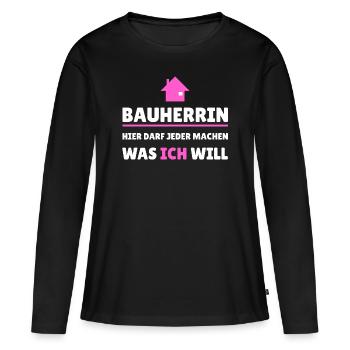 Bauherrin Chefin - Frauen Premium Bio Langarmshirt - Schwarz - Vorne - Julia (174cm)