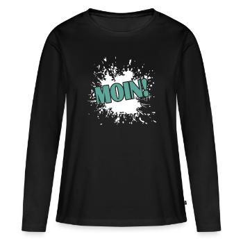 Moin moin - Frauen Premium Bio Langarmshirt - Schwarz - Vorne - Julia (174cm)