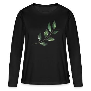Feuilles - T-shirt manches longues Premium bio Femme - noir - Devant - Julia (174cm)