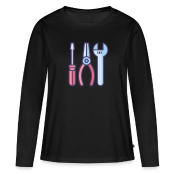 outil - T-shirt manches longues Premium bio Femme - noir - Devant - Julia (174cm)