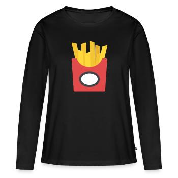 Frites - T-shirt manches longues Premium bio Femme - noir - Devant - Julia (174cm)