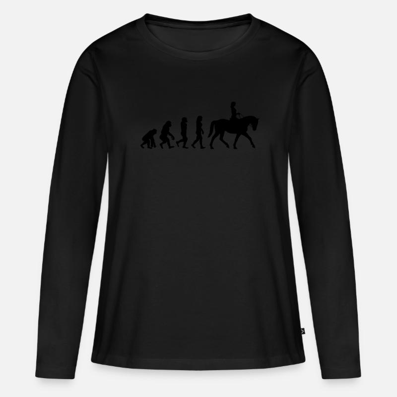 Pferd - Frauen Premium Bio Langarmshirt - Schwarz