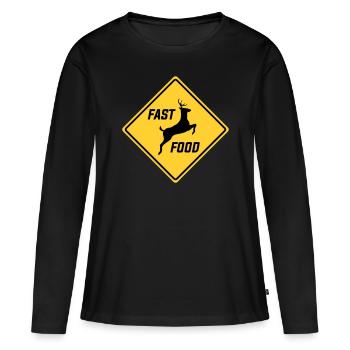 Fast-food Saison de chasse au cerf - T-shirt manches longues Premium bio Femme - noir - Devant - Julia (174cm)
