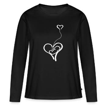 Bébé ventre avec coeur grossesse - T-shirt manches longues Premium bio Femme - noir - Devant - Julia (174cm)