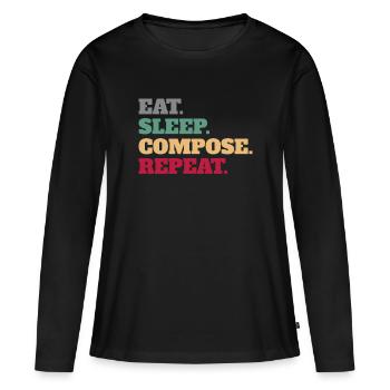 Eat Sleep Compose Reapeat Composer Cadeaux - T-shirt manches longues Premium bio Femme - noir - Devant - Julia (174cm)