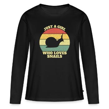 Juste A Girl Who Loves Snails Snail Girls - T-shirt manches longues Premium bio Femme - noir - Devant - Julia (174cm)