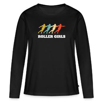 Rétro vintage roller fille tenue costume - T-shirt manches longues Premium bio Femme - noir - Devant - Julia (174cm)