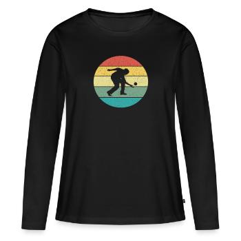 Rétro vintage Pétanque pétanque pétanque joueur - T-shirt manches longues Premium bio Femme - noir - Devant - Julia (174cm)
