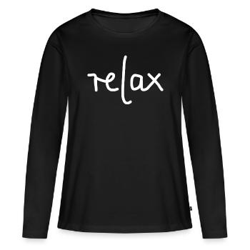 Détendez-vous 1 - T-shirt manches longues Premium bio Femme - noir - Devant - Julia (174cm)