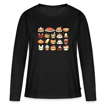 Kawaii Food Friends Fete - Women's Premium Organic Long Sleeve Shirt - black - Front - Julia (174cm)