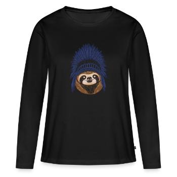 Native American Sloth - Joli cadeau spirituel indien - T-shirt manches longues Premium bio Femme - noir - Devant - Julia (174cm)
