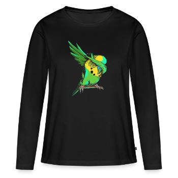 Betupfen Wellensittich - lustige Dab Wellensittich Besitzer Geschenk - Frauen Premium Bio Langarmshirt - Schwarz - Vorne - Julia (174cm)
