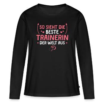 Handballtrainerin Beste Trainerin - Frauen Premium Bio Langarmshirt - Schwarz - Vorne - Julia (174cm)