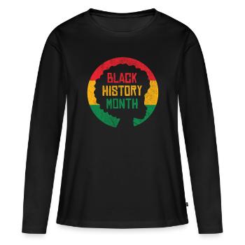 Mois de l'histoire des Noirs - T-shirt manches longues Premium bio Femme - noir - Devant - Julia (174cm)