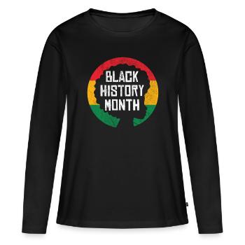 Mois de l'histoire des Noirs - T-shirt manches longues Premium bio Femme - noir - Devant - Julia (174cm)