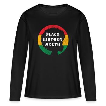Mois de l'histoire des Noirs - T-shirt manches longues Premium bio Femme - noir - Devant - Julia (174cm)