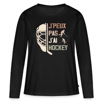 Ich kann keine Hockey-Geschenkidee haben - Frauen Premium Bio Langarmshirt - Schwarz - Vorne - Julia (174cm)