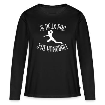 Je peux pas j'ai handball - T-shirt manches longues Premium bio Femme - noir - Devant - Julia (174cm)