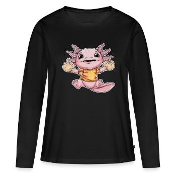Kawaii Axolotl mit Decke und - Frauen Premium Bio Langarmshirt - Schwarz - Vorne - Julia (174cm)