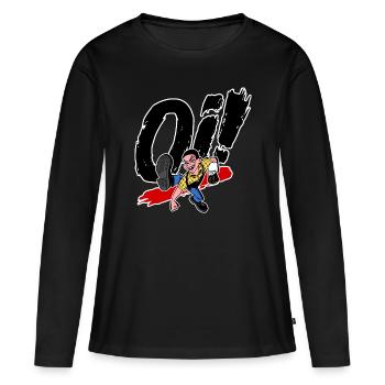 Oi! - Skinhead dansant (couleur I) - T-shirt manches longues Premium bio Femme - noir - Devant - Julia (174cm)