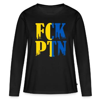 FCK Poutine Ukraine Sans Conflit Ukraine - T-shirt manches longues Premium bio Femme - noir - Devant - Julia (174cm)
