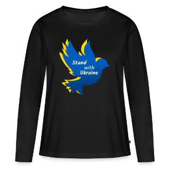 Colombe de la paix de l’Ukraine - T-shirt manches longues Premium bio Femme - noir - Devant - Julia (174cm)