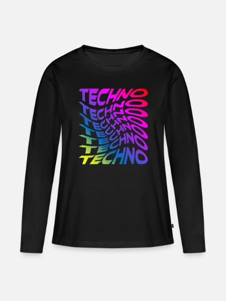 Trippy Techno Regenbogen - Frauen Premium Bio Langarmshirt - Schwarz