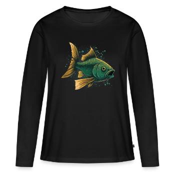 Fish with open Mouth - Women's Premium Organic Long Sleeve Shirt - black - Front - Julia (174cm)