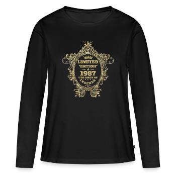 1987 - Frauen Premium Bio Langarmshirt - Schwarz - Vorne - Julia (174cm)
