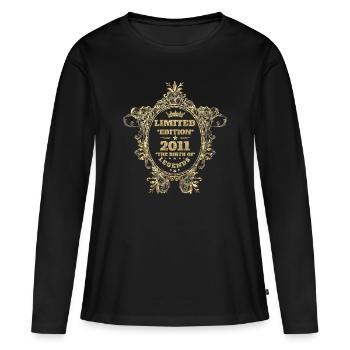 2011 - Frauen Premium Bio Langarmshirt - Schwarz - Vorne - Julia (174cm)