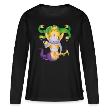 Freya - Women's Premium Organic Long Sleeve Shirt - black - Front - Julia (174cm)