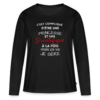 Princess and Scientist, I manage! - Women's Premium Organic Long Sleeve Shirt - black - Front - Julia (174cm)