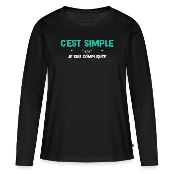 C'est Simple Je suis Compliquée Pour Ma Copine - T-shirt manches longues Premium bio Femme - noir - Devant - Julia (174cm)