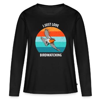 Observation des oiseaux Observation des oiseaux Observation des oiseaux - T-shirt manches longues Premium bio Femme - noir - Devant - Julia (174cm)