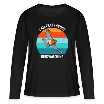 Observation des oiseaux Observation des oiseaux Observation des oiseaux - T-shirt manches longues Premium bio Femme - noir - Devant - Julia (174cm)