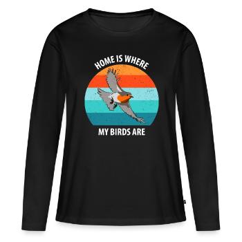 Observation des oiseaux Observation des oiseaux Observation des oiseaux - T-shirt manches longues Premium bio Femme - noir - Devant - Julia (174cm)