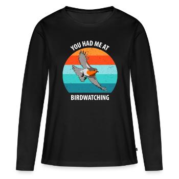 Observation des oiseaux Observation des oiseaux Observation des oiseaux - T-shirt manches longues Premium bio Femme - noir - Devant - Julia (174cm)