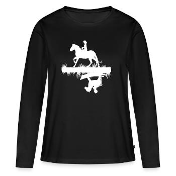 Pferdemädchen Gestern Schaukelpferd Pferde Fohlen - Frauen Premium Bio Langarmshirt - Schwarz - Vorne - Julia (174cm)