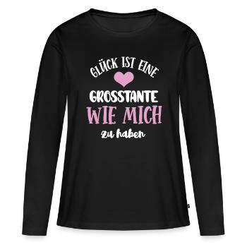 Glück Ist Eine Grosstante Wie Mich Zu Haben Tante - Frauen Premium Bio Langarmshirt - Schwarz - Vorne - Julia (174cm)
