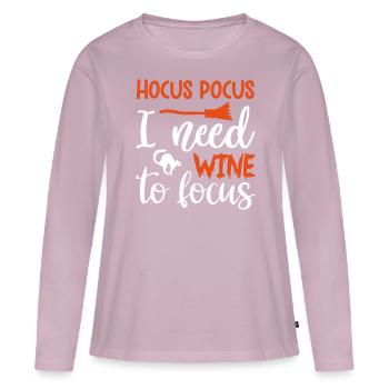 hocus pocus i need wine to focus Funny Quote Gift - Frauen Premium Bio Langarmshirt - Altrosa - Vorne - Julia (174cm)