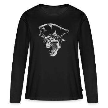 Crâne de pirate - T-shirt manches longues Premium bio Femme - noir - Devant - Julia (174cm)