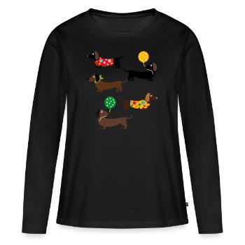 Teckel d'été - T-shirt manches longues Premium bio Femme - noir - Devant - Julia (174cm)