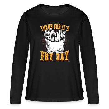 Frites frites Fastood - T-shirt manches longues Premium bio Femme - noir - Devant - Julia (174cm)