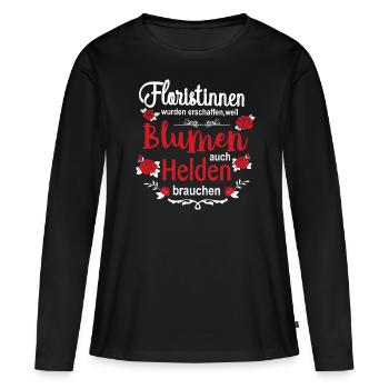 Blumenheld Floristin - Frauen Premium Bio Langarmshirt - Schwarz - Vorne - Julia (174cm)