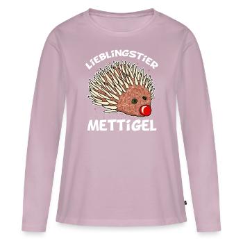 Lieblingstier Mettigel Hackfleisch Hack Igel - Frauen Premium Bio Langarmshirt - Altrosa - Vorne - Julia (174cm)