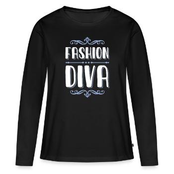 fashion diva - Frauen Premium Bio Langarmshirt - Schwarz - Vorne - Julia (174cm)