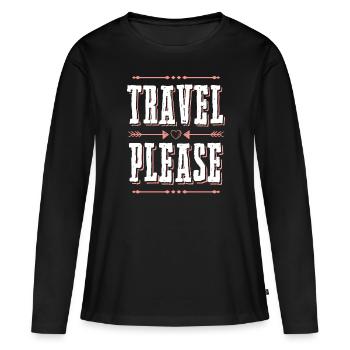 reisen bitte reise - Frauen Premium Bio Langarmshirt - Schwarz - Vorne - Julia (174cm)