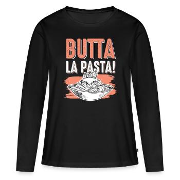 Spaghetti aux pâtes - T-shirt manches longues Premium bio Femme - noir - Devant - Julia (174cm)