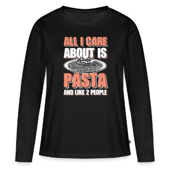 Pâtes spaghetti - T-shirt manches longues Premium bio Femme - noir - Devant - Julia (174cm)