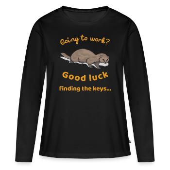 Furet drôle, furet mignon - T-shirt manches longues Premium bio Femme - noir - Devant - Julia (174cm)